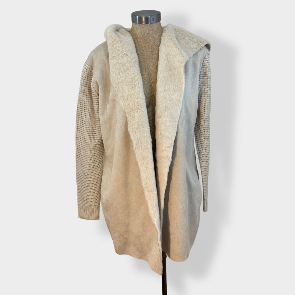 Cotton‎ Emporium Sherpa Lined Hooded Cardigan M
